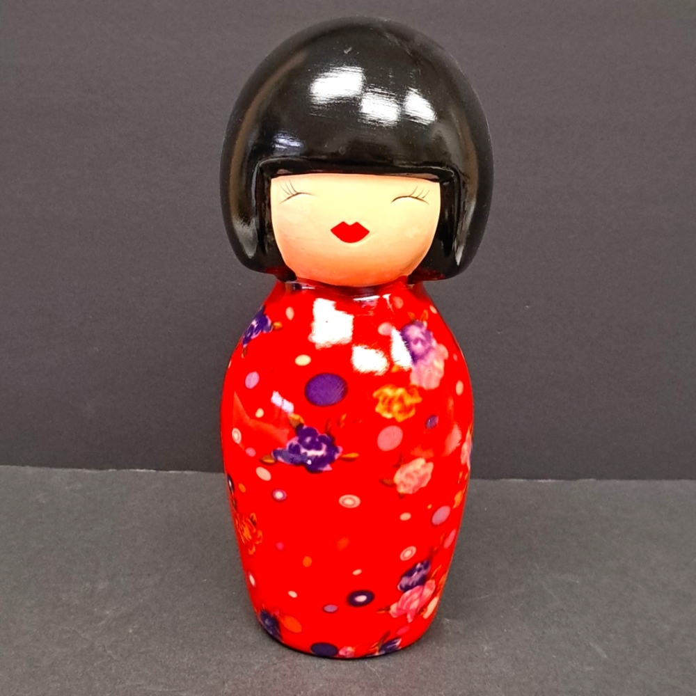 Vintage ceramic handpainted  Kokeshi doll  coin bank